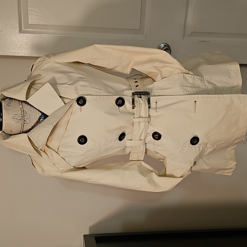 Kut From The Kloth Double-Breasted Cream Trench Coat - Size Small - Lightweight